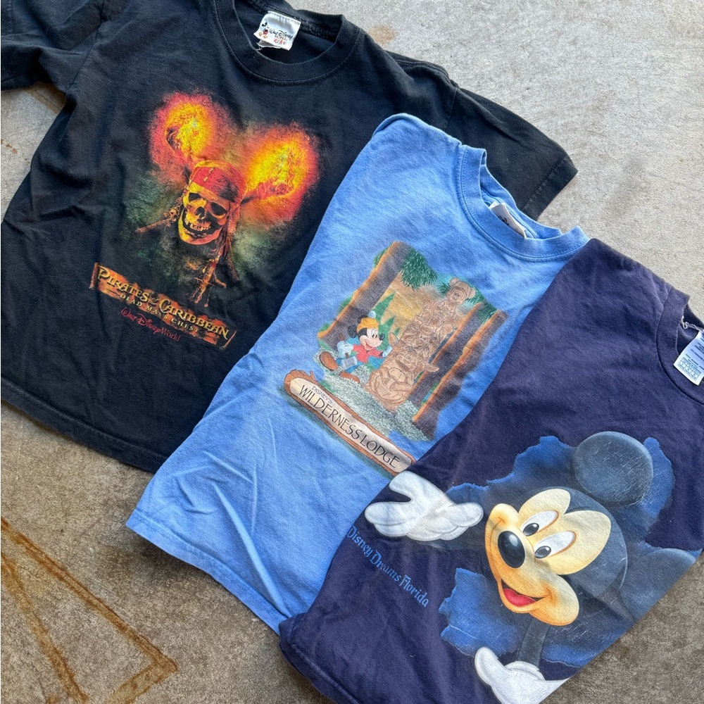Disney Kids 3 Piece Graphic T-Shirts BUNDLE  - Black, Blue, Navy